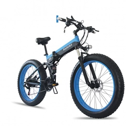 KETELES Fahrräder 26 inch Folding Electric Bicycle, e-Bike, Electric Mountain Bike with 4.0 inch Fat tyre, 48 V 15 Ah Battery, 1000 W Motor, Shimano 21 Speed Gears (Blau)
