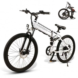 HT&PJ Fahrräder 26 Zoll E Bike Elektrofahrrad Elektrisch Klapprad Faltbares Elektrofahrrad für Erwachsene 48V 500W Electric Bike mit Abnehmbarer 48V 10, 4 Ah Lithium-Ionen-Batterie 21-Gang (Weiß A)