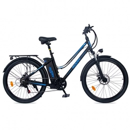 YANGAC Fahrräder 26 Zoll E-Bike Pedelec E-Citybike, Elektrofahrrad mit 250W Motor 7-Gang-Getriebe und 36V 10.4AH Abnehmbarer Lithium Akku 50km, Doppelscheibenbremsen, für Damen Herren Erwachsene (Black)