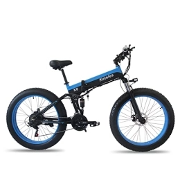 N\F Elektrofahrräder 26-Zoll-Elektrofahrrad, 4, 0-Fettreifen-Snowbike, Mountainbike, ATV, ausgestattet mit Shimano 21 Abnehmbarer Lithiumbatterie, 48V15Ah, geeignet für Erwachsene (blau)