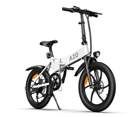 ADO Fahrräder ADO A20+ Faltbares Elektrofahrrad Abnehmbarer Akku Shimano 7-Gang-Vollfederung (Weiß)
