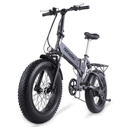 AJLDN E Bike, 20'' Elektrofahrrad Klappräder E-Mountainbike mit 48V 12.8Ah Lithium-Batteri Elektrisches Fahrrad Shimano 7-Gänge Elektro Mountainbike Damen Und Herren (Color : Grey)