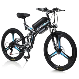 AKEZ Elektrofahrräder AKEZ Elektrisches Fahrrad für Herren und Damen, 66 cm (26 Zoll), Elektrisches Hybrid-Fahrrad, E-Bike mit abnehmbarem 10 Ah, Shimano 21 Gänge (Schwarz)