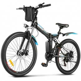 Ancheer Elektrofahrräder ANCHEER E-Bike / Elektrofahrrad / E-Mountainbike, 26 Zoll faltbar E-Klapprad mit doppelten Stoßdämpfung und Pedelec mit 8Ah-36V Akku für eine Reichweite von 25-60km (Black-S)