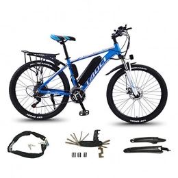AZUOYI Fahrräder AZUOYI Elektrofahrrad Ebike Mountainbike 27 Geschwindigkeit 26 Zoll Mit 36V 13Ah Lithium-Akku, 350 W Motor 35 Km / H Elektrische E-Bike Für Herren Damen, Blue1, 8Ah50Km