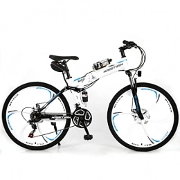 AZXV Fahrräder AZXV Elektrische Erwachsene Mountainbike Full Suspension Dual Scheibenbremsen Mountainbike, 21 Geschwindigkeit 26-Zoll-Räder, Weiche Schwanzrahmen, für Männer Frauen MTB- White Blue
