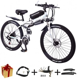 Bike Fahrräder BIKE Elektrisches Mountainbike, Zusammenklappbares E-Bike - 26-Zoll-Rad Elektrofahrrad Aluminiumlegierung 36V Mountainbike-Fahrrad, Shimano 21-Gang Für Erwachsene Weiß-50 Km, Weiß, 50 Km