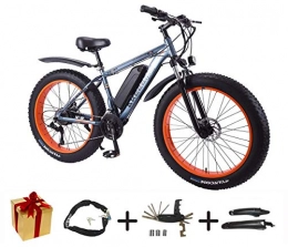Bike Fahrräder BIKE Elektrofahrrad, Mountainbike-Fahrrad - 350W 36V Mountainbike 26 Zoll 27-Gang-Fettreifen Snowbike Abnehmbare Batterie Grau-50Km, 70 Km