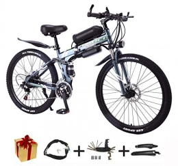 Bike Fahrräder BIKE Elektrofahrrad, Zusammenklappbares E-Bike - 26-Zoll-Rad Elektrofahrrad Aluminiumlegierung 36V Mountainbike-Fahrrad, Shimano 21-Gang Für Erwachsene Grau-90 Km, 50 Km