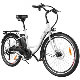 BIKFUN Fahrräder BIKFUN E-Bike 26 Zoll Elektrofahrrad mit 15Ah / 540Wh Abnehmbar Lithium-Akku bis 70KM | 350W Pendler Elektrofahrrad für Erwachsene Damen Herren | City E-Bike mit Shimano 7-Gänge bis 32km / h Pedelc (Weiß)