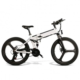 CARACHOME Elektrofahrräder CARACHOME 26-Zoll-Falt-Elektrofahrrad, E-Bike für Erwachsene, 48-V-10-Ah-350-W-Motor mit USB-Ladeanschluss für Mobiltelefone und Kotflügel, Weiß