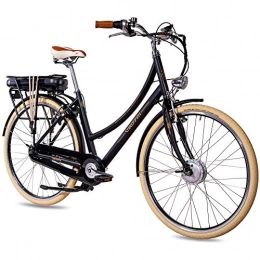 CHRISSON Fahrräder CHRISSON 28 Zoll E-Bike City Bike für Damen - EH1 schwarz mit 7 Gang Shimano Nexus Nabenschaltung - Pedelec Damen mit Bafang Vorderradmotor 250W, 36V, 45 Nm, Retro Elektrofahrrad Damen