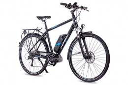 CHRISSON Elektrofahrräder CHRISSON E-Bike 28 Zoll Trekkingrad City Bike E-Rounder Gent mit 9G DEORE & Shimano Steps schwarz matt