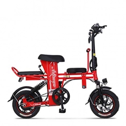 CJCJ-LOVE Fahrräder CJCJ-LOVE 12 Zoll Folding Elektro-Bike, 48V Endurance 50Km Männer / Frauen Tragbaren Mini-Lithium-Batterie-E-Bike, Adult-Baby-Sitz, Rot