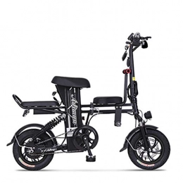 CJCJ-LOVE Fahrräder CJCJ-LOVE 12 Zoll Folding Elektro-Bike, 48V Endurance 50Km Männer / Frauen Tragbaren Mini-Lithium-Batterie-E-Bike, Adult-Baby-Sitz, Schwarz
