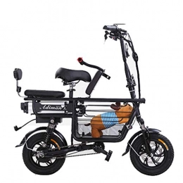 CJCJ-LOVE Fahrräder CJCJ-LOVE 12Inch Elektro-Faltrad, Abnehmbare Lithium-Batterie E-Bike Mit 3 Sättel, 48V / 50Km Stadt Einen.Kreislauf.Durchmachenfahrraderwachsene Baby Sitz Fahrräder Tierrahmen, Schwarz