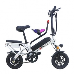 CJCJ-LOVE Fahrräder CJCJ-LOVE Elektro-Faltrad Fahrrad, 12Inch 48V / 8Ah / 350W Eltern-Kind-Radfahren Tandem Fahrräder Mit Lithium-Batterie E-Bike, Weiß