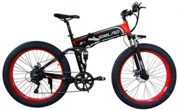Clothes Fahrräder CLOTHES Elektrisches Mountainbike, Elektro-Fahrrad Folding Mountain Power-Assisted Snowmobile geeignet for Outdoor Sport 48V350W Lithium-Batterie, Fahrrad (Color : Red, Size : 48V10AH)