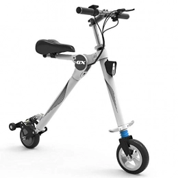 CSLOKTY Fahrräder CSLOKTY 36V Mini Folding Elektro-Auto-Adult-Lithium-Batterie Fahrrad Zwei-Rad-beweglicher Spielraum-Batterie-Auto LED-Beleuchtung Geschwindigkeit Von Bis Zu 18km / H White