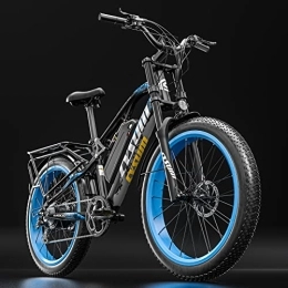 cysum Elektrofahrräder cysum CM900 Pro Elektro-Mountainbike Elektrofahrrad für Erwachsene Mann Frau 26 Zoll Fettreifen E-Bike 48 V 17 Ah Lithium-Batterie Hydraulische Scheibenbremse Elektrofahrrad (Blau)