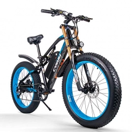 cysum Fahrräder cysum E-Bikes für Herren, Fat Tire 26-Zoll Ebikes Bikes All Terrain, Mountainbike für Erwachsene mit 48V 17Ah abnehmbarem Li-Battery Snow E-Bike (Black-Blue)
