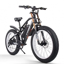 cysum Fahrräder cysum E-Bikes für Herren, Fat Tire 26-Zoll Ebikes Bikes All Terrain, Mountainbike für Erwachsene mit 48V 17Ah abnehmbarem Li-Battery Snow E-Bike (Black-White)
