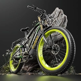 cysum Fahrräder CYSUM M900 Ebike, 26 Zoll Elektrofahrräder Herren, 48V 17AH Lithium Batterie, Beach Mountain Fat Tire Elektrofahrrad, Shimano 9 Speed Hydraulic Disc Brakes Mountainbike(Schwarz Grün)