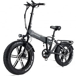 DDFGG Fahrräder DDFGG 20-Zoll-elektrofahrrad-Mountainbike, Faltbarer Elektrischer Mountainbike 500w 48v 10ah, Erwachsener Fettreifen-Mountainbike, Höchstgeschwindigkeit 35 Km / H(Color:Black)