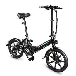 DDZIX Ebike Folding Electric Bike Für Erwachsene, 16-Zoll-Roller Elektro Mit LED-Scheinwerfer 250W Folding E-Bike Mit Scheibenbremse Bis Zu 25 Km/H,Schwarz