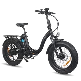DERUIZ Elektrofahrräder DERUIZ E-Bike faltfahrrad 20 Zoll x 4.0 Fat Tire, 624Wh Akku, e-Bikes klapprad, Schwarz Elektrofahrrad für Männer