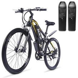 Vikzche Q Fahrräder E-Bike 27, 5 Zoll mit zwei abnehmbaren Lithium-Batterien, 48 V / 17 Ah, volle Federung, Shimano 7-Gang-City-E-Bike GUNAI M60