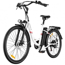Caroma Elektrofahrräder E-Bike City Efahrrad 250W Elektrofahrrad 26 Zoll Elektrokreuzer / Elektrofahrrad mit Abnehmbarer 8Ah LithiumIonen Batterie, Shimano 7-Gang (26 Zoll Weiß)