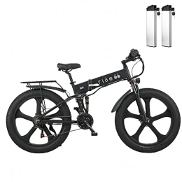 ride66 Fahrräder E-Bike elektrofahrrad 26 Zoll klapprad Doppelbatterie Hydraulische Scheibenbremse für Damen Herre (Schwarz)