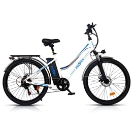 HFRYPShop Fahrräder E-Bike Elektrofahrrad 26 Zoll, Pedelec Citybike Damen E-Bike mit 250W Nabenmotor | 36V 10.4Ah Lithium-Ionen-Akku | StZVO-Ausrüstung | Shimano 7 + Disc-Brake | bis 80km Reichweite, 25 km / h (Weiß)
