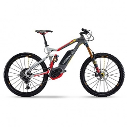 HAIBIKE Fahrräder E-Bike Haibike XDURO NDURO 9.0 27, 5' 8-G EX1 Bosch Performance CX, Rahmenhhen:43, Farben:Silber / Rot / Gelb / Schwarz matt
