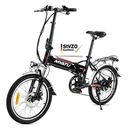 MYATU Fahrräder e-Bike klapprad 20 Zoll - 375 WH Akku, e Bike klappbar mit 7 Gang Shimano, ebike klapprad bis zu 80km Reichweite, Myatu Elektro klapprad e-Bike für Damen und Herren, e klapprad (Schwarz)