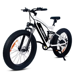 HFRYPShop Elektrofahrräder E-Bike Mountainbike 26 Zoll, E-Mountainbike mit MTB Vollfederung, 7 Gänge & 80N.m Hinterradmotor Herren E-Bike mit 48V 499Wh Akku - PAS:70KM, LCD-Display & Sportsattel, CE Zulassung， Weiß