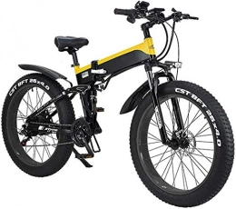 HCMNME Elektrofahrräder E-Bike Mountainbike Electric Snow Bike, erwachsene faltende elektrische Fahrräder, hybride Liegereisen / Straßenfahrräder, mit Aluminiumlegierungsrahmen, LCD-Bildschirm, drei Reitmodus, 7-Gang-26-Zoll