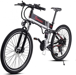 HCMNME Fahrräder E-Bike Mountainbike Elektrische Schnee-Fahrrad, 26-Zoll-Elektro-Mountainbike 48V 350W Faltbare Lithium-Batterie Aluminiumlegierungskörper 3 Arbeitsmodi Multifunktions-Intelligentinstrument Erwachsene