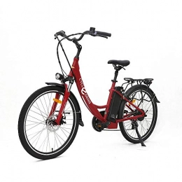 XBN Elektrofahrräder Ebike 26 Zoll Elektrofahrrad Damen, 250W Pedelec Citybike-mit 36V 10Ah Lithium-Ionen-Akku 7 Gang Fahrrad für Erwachsene (rot)