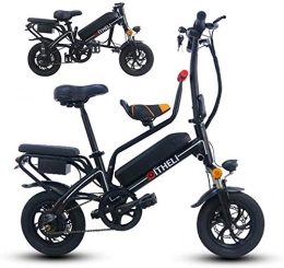 RDJM Fahrräder Ebike e-Bike, 12 '' E-Faltrad, E-Bike Einstellbare Leichte Full Suspension Rahmen Faltbare E-Bike mit LCD-Bildschirm, 350W Motor, 25 km / h for Erwachsene Radfahren (Color : Black)