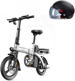 RDJM Fahrräder Ebike e-Bike, 14" 350W Foldaway, City Electric Bike Assisted elektrisches Fahrrad Sport-Gebirgsfahrrad mit 48V Abnehmbare Lithium-Batterie, Aluminium Rahmen (Color : White, Size : 60KM)