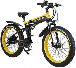 RDJM Elektrofahrräder Ebike e-Bike, 26-Zoll-Elektro-Fahrrad Faltbare 500W48V10Ah Lithium-Batterie Mountainbike 21-Gang Off-Road Power-Bike 4.0 Big Reifen Erwachsene Pendler (Color : Yellow)