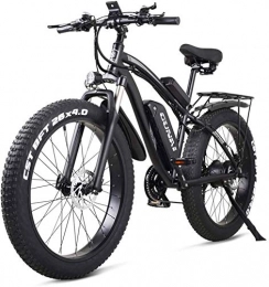 RDJM Elektrofahrräder Ebike e-Bike, Erwachsene Elektro Off-Road Bikes Fat Bike 26 4.0 Reifen E-Bike 1000w 48V Electric Mountain Bike mit Rear Seat und Removable Lithium-Batterie (Color : Black, Size : 1000W17Ah)