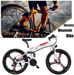 RDJM Fahrräder Ebike e-Bike, Folding Electric Mountain Bike Elektro-Fahrrad Erwachsener Dual Disc Bremsen Fahrwerk Mountainbike Aluminium Rahmen intelligente LCD-Meter 7-Gang Getriebe (48V, 350W) (Color : White)