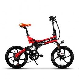 RICHBIT Fahrräder eBike_RICHBIT Folding Elektro Bike City Bike E Fahrrad 250W 48V LG Zelle Batterie 20 Zoll Rad fr Herren oder Damen (schwarz-rot)