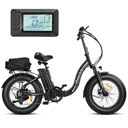 eboocicle Fahrräder eboocicle E-Klapprad 20 Zoll Fatbike E-Faltrad mit Gepäckträgertasche, 250W Motor, 36V 13-15.6Ah Akku, max. Reichweite bis 100km, Shimano 7 Gang, 3 Unterstützungsstufen, Breiter Reifen