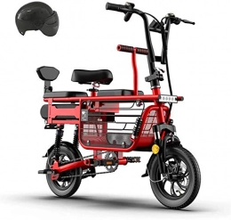 WJSWD Fahrräder Electric Snow Bike, Elektrisches Fahrrad für Elternkind mit 48V 8A Lithium-Batterie E-Bikes mit Babysitz und großem Aufbewahrungskorb Elektrischer Roller mit doppelter Stoßdämpfung und Diebstahlbatter