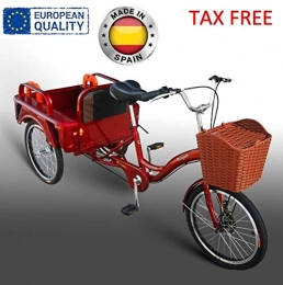 Elektrisches Dreirad für Erwachsene, 250 W, 12 Ah, mit Transportkasten, inkl. Korb und Sitz mit Rückenlehne