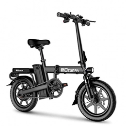 ZBB Fahrräder Elektrisches Fahrrad14-Zoll-faltbares elektrisches Fahrrad mit Front-LED-Licht für Erwachsenen Abnehmbare 48-V-Lithium-Ionen-Batterie 350W Bürstenloser Motor Tragfähigkeit von 330lbs, Schwarz, 50to70KM